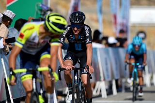 QURAYYAT OMAN FEBRUARY 12 Henri Vandenabeele of Belgium and Team DSM reacts after cross the finishing line during the 11th Tour Of Oman 2022 Stage 3 a 180km stage from Sultan Qaboos University to Qurayyat 240m TourofOman on February 12 2022 in Qurayyat Oman Photo by Dario BelingheriGetty Images