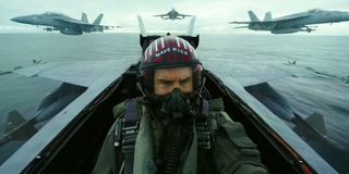 Tom Cruise flying in Top Gun: Maverick