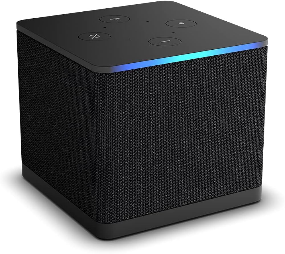 Amazon Fire TV Cube on a white background