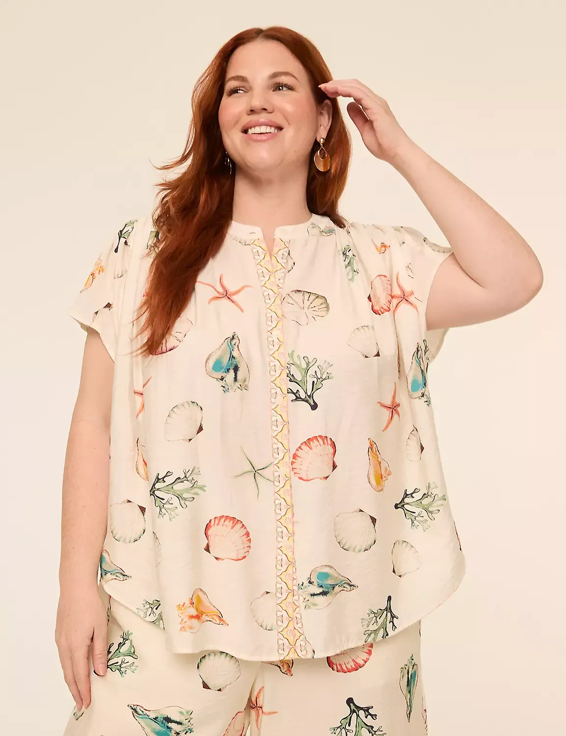 Lane Bryant, Flutter-Sleeve Button-Front Popover Blouse (Was $65)