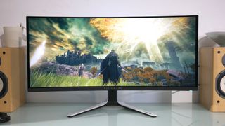Image of the Alienware 34-inch AW3423DW on a desk.