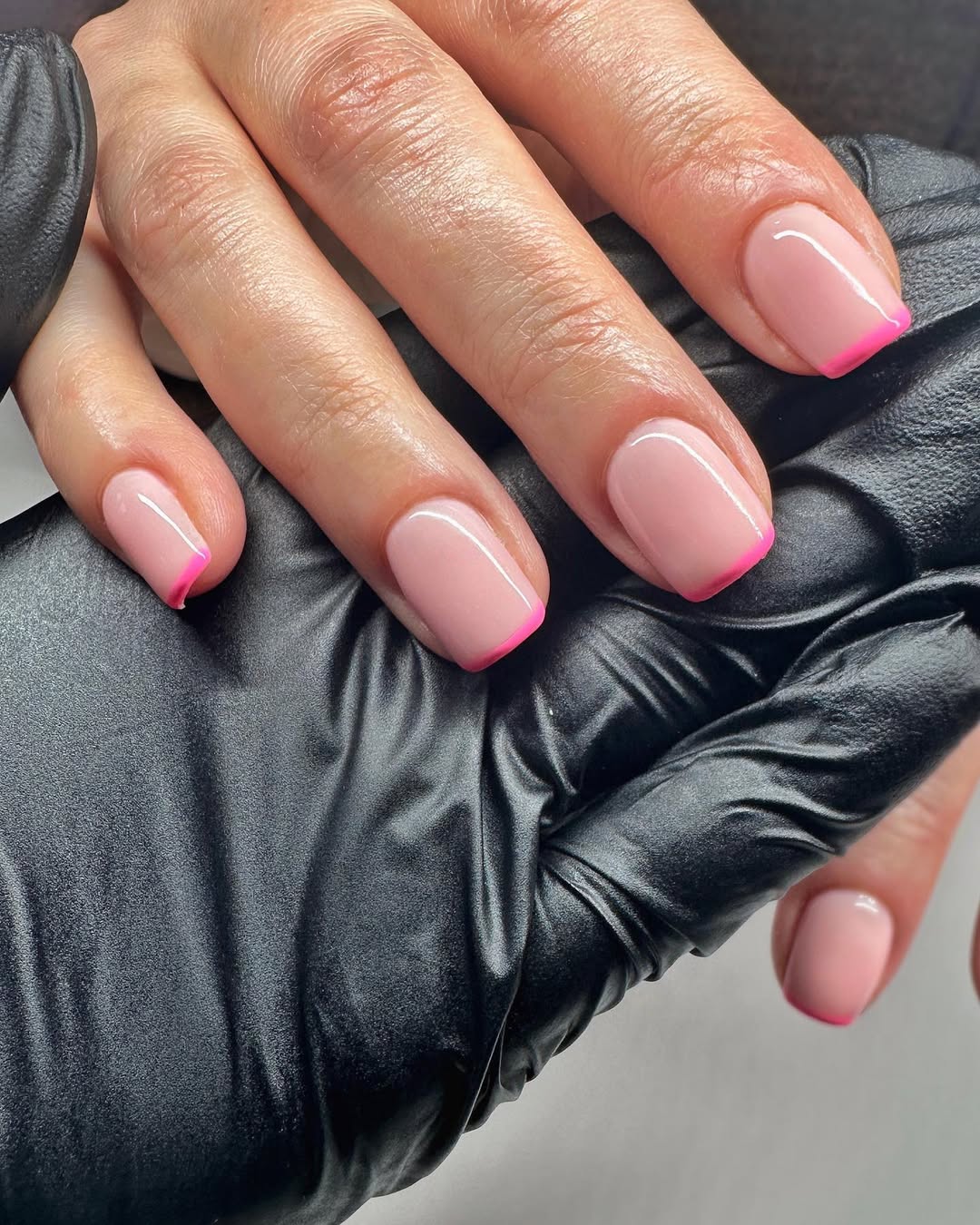 pink micro french manicure