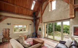 Interior of straw bale self build built on a budget
