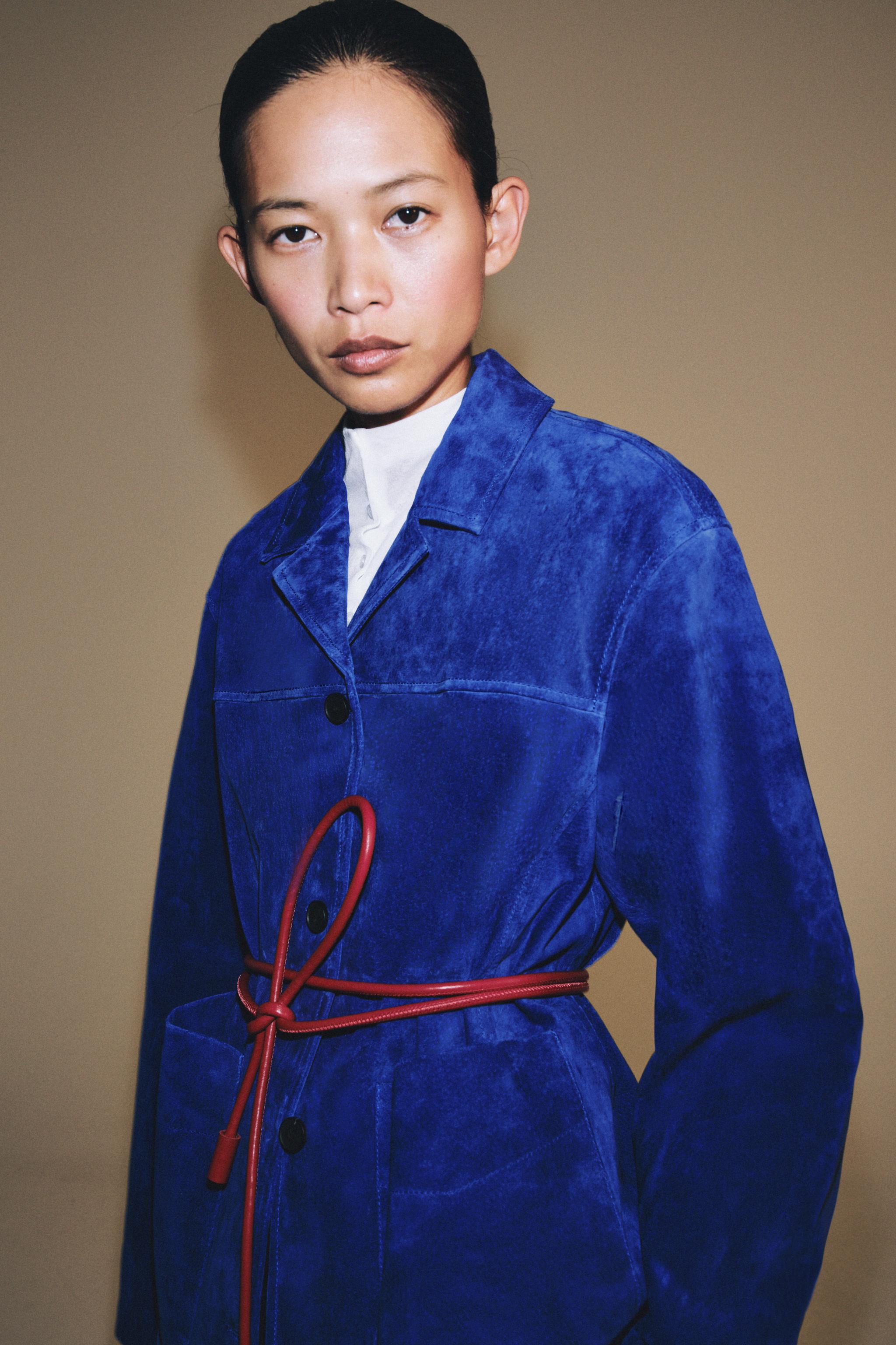 Zw Collection 100% Leather Jacket - Blue - Xs