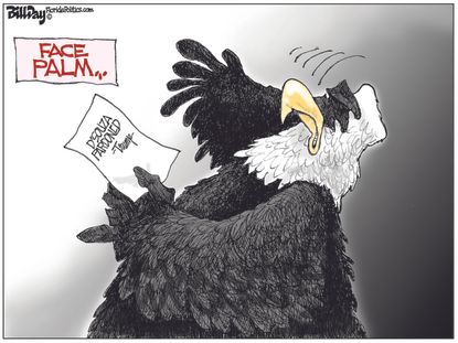 Political cartoon U.S. Trump pardon Dinesh D’Souza GOP