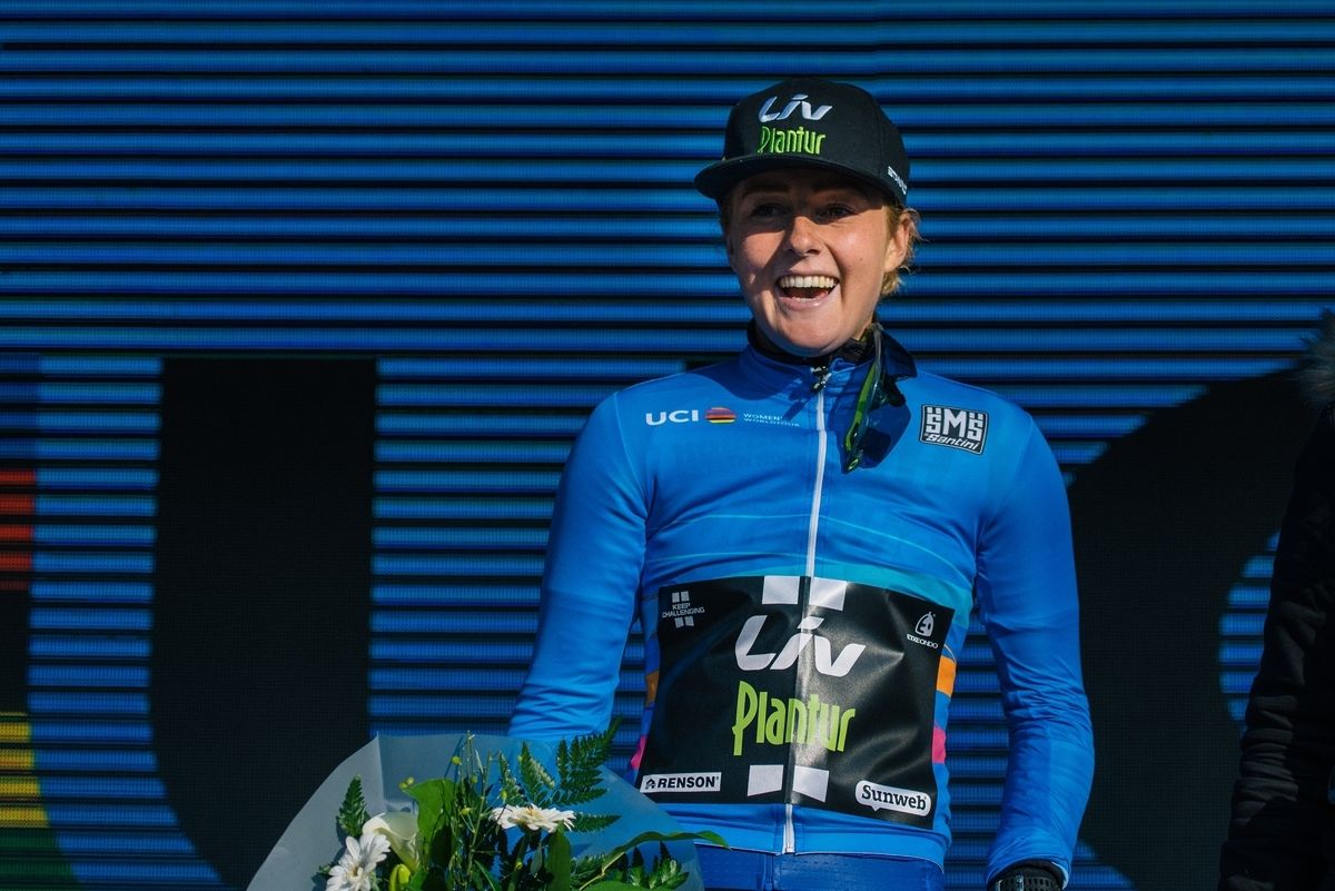 Young rider classification leader Floortje Mackaij (Liv Plantur)