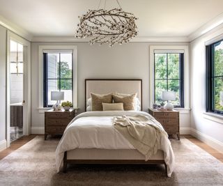 calming bedroom with neutral color scheme