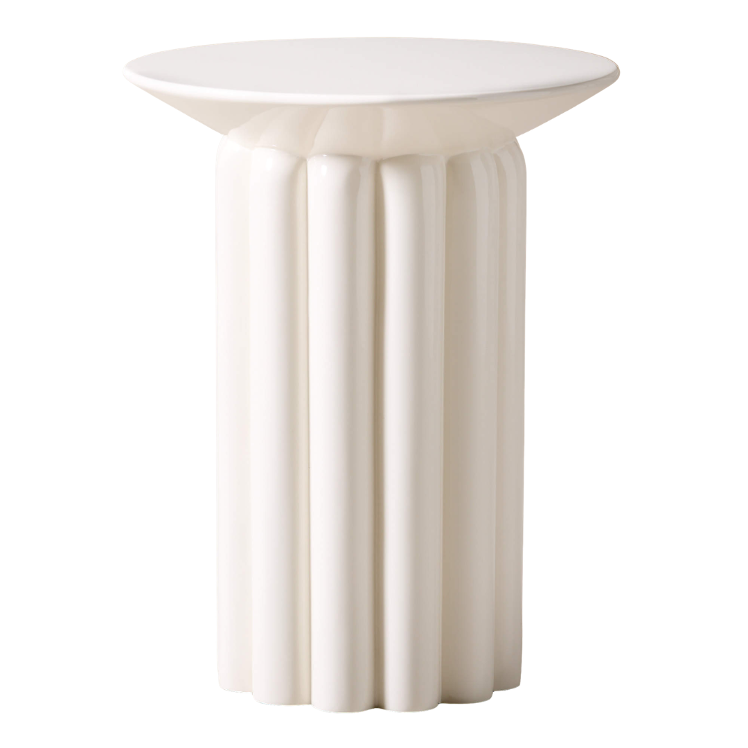 CB2, Cassis White High-Gloss Lacquered Outdoor Side Table