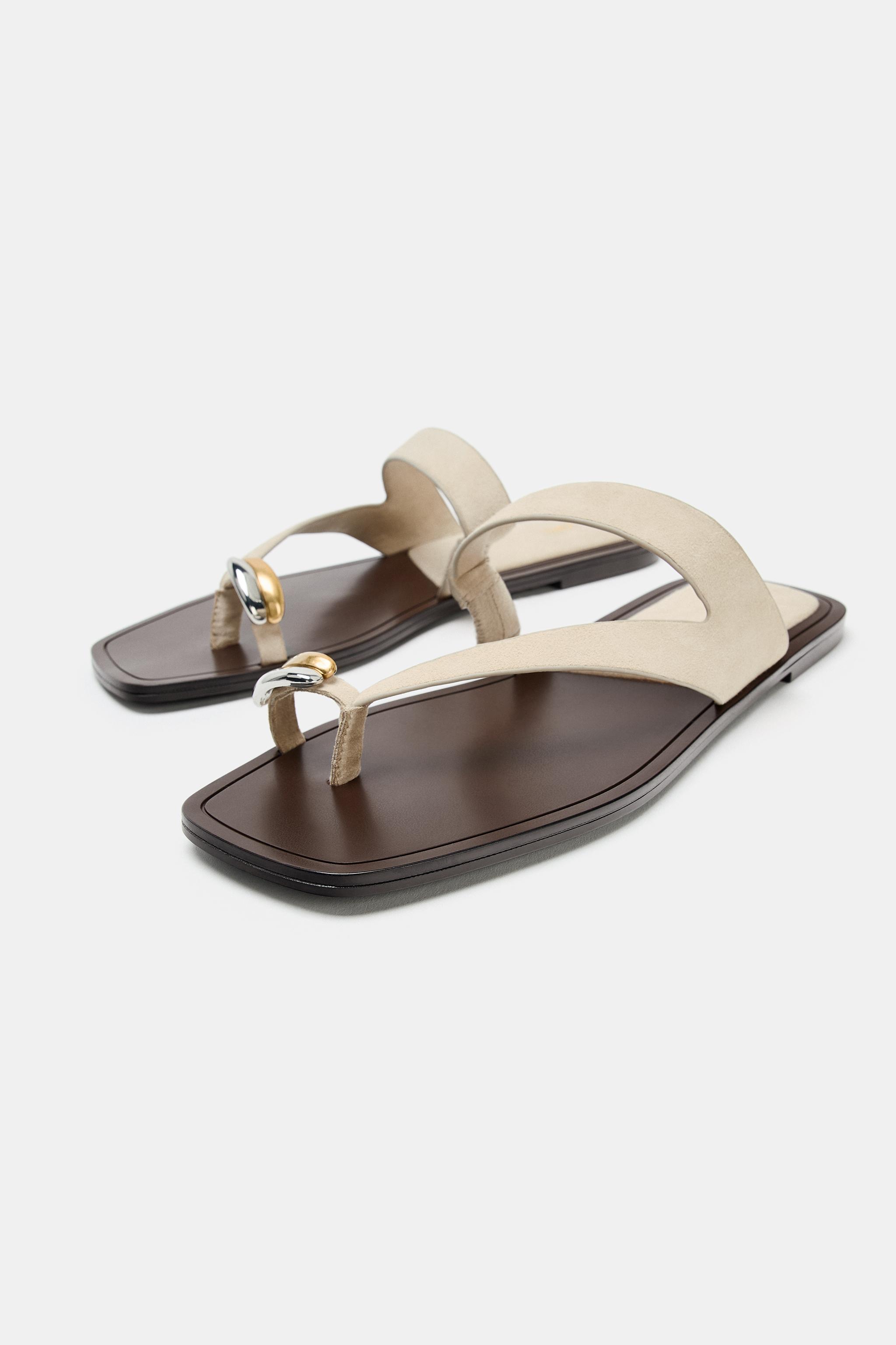 Leather Sandals With Metal Detail