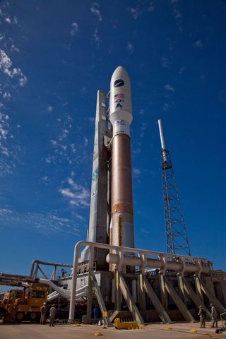A United Launch Alliance Atlas 5 rocket with the Air Force’s second X-37B robot space plane, the Orbital Test Vehicle 2 (OTV-2) rolls out to its Space Launch Complex-41 launch pad on March 3, 2011, a day before launch. 