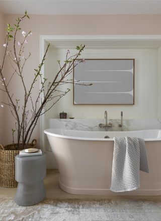 A bathroom and walls in pink