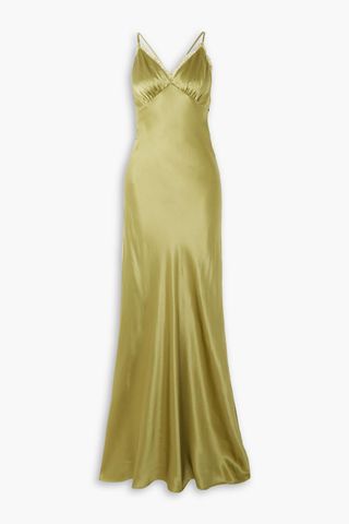 Maysen Lace-Trimmed Silk-Charmeuse Maxi Dress