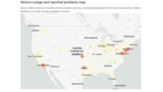 Down Detector's Verizon Outage Map as of 2:01PM ET on October, 10 2024