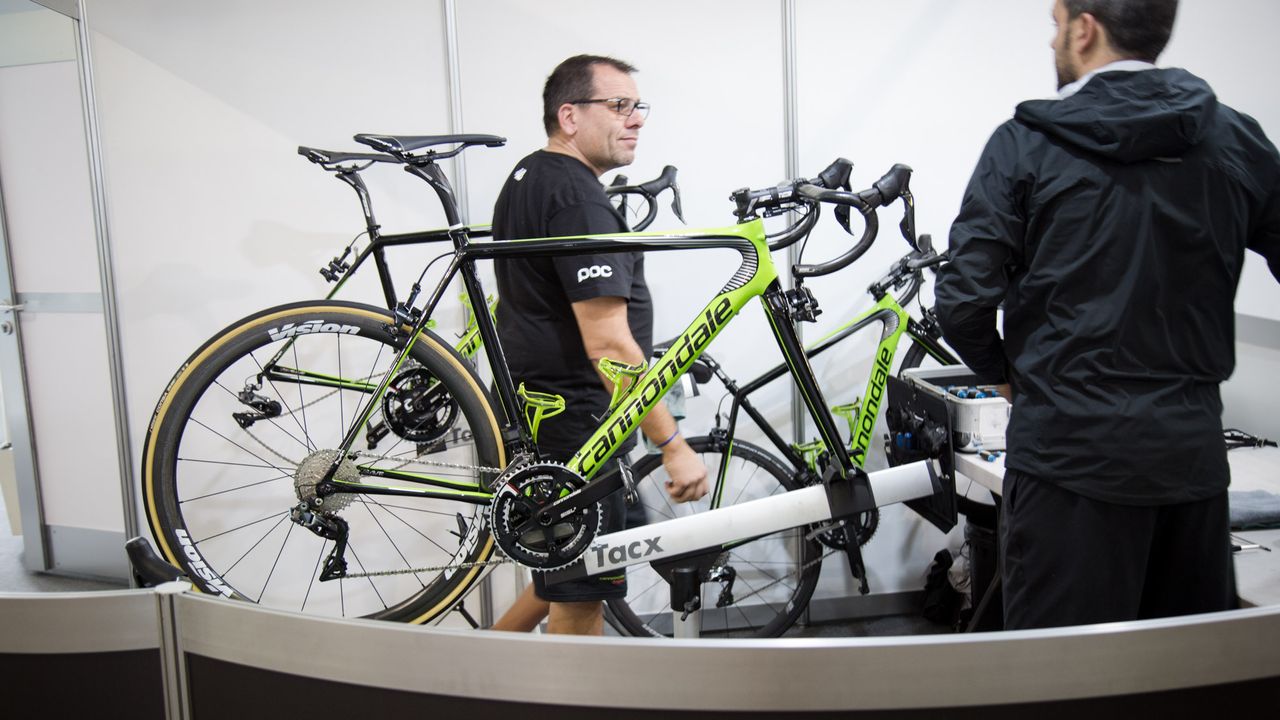 Many of the teams are still arriving and the mechanics are busy at work trying to get riders bikes race ready