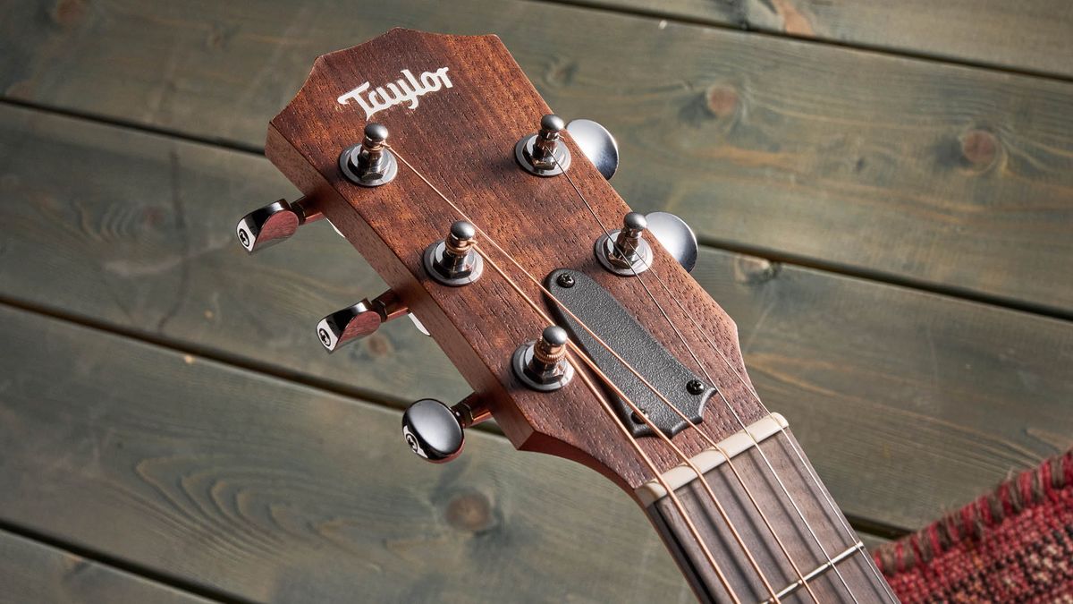 The Taylor Jacob Collier GS Mini is a compact five-string acoustic that encourages players to explore Collier's D-A-E-A-D tuning.