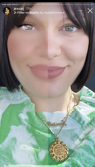 Social media filters: Jessie J using the 'Filter vs Reality' Filter