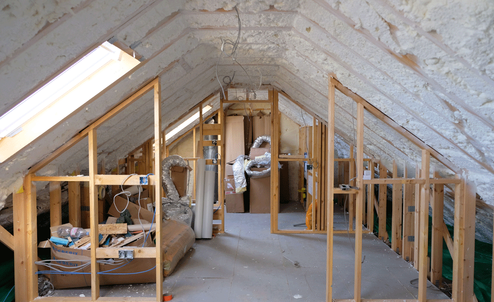 spray foam insulation installed in loft