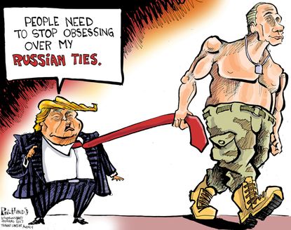 Political Cartoon U.S. Donald Trump Vladimir Putin Russian ties