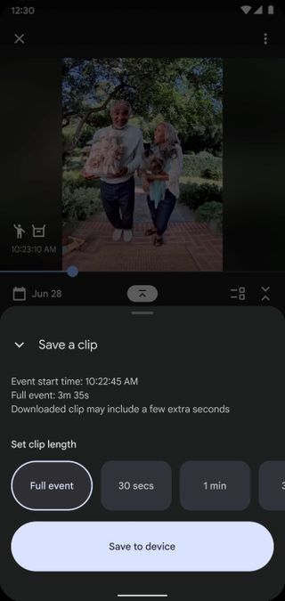 Custom clip from the Google Home app