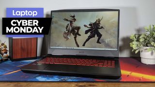 MSI Katana GF66 on a desk for Cyber Monday deal