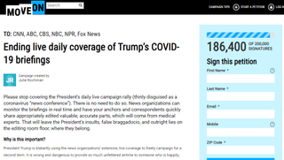 MoveOn petition to stop coverage of coronavirus briefings