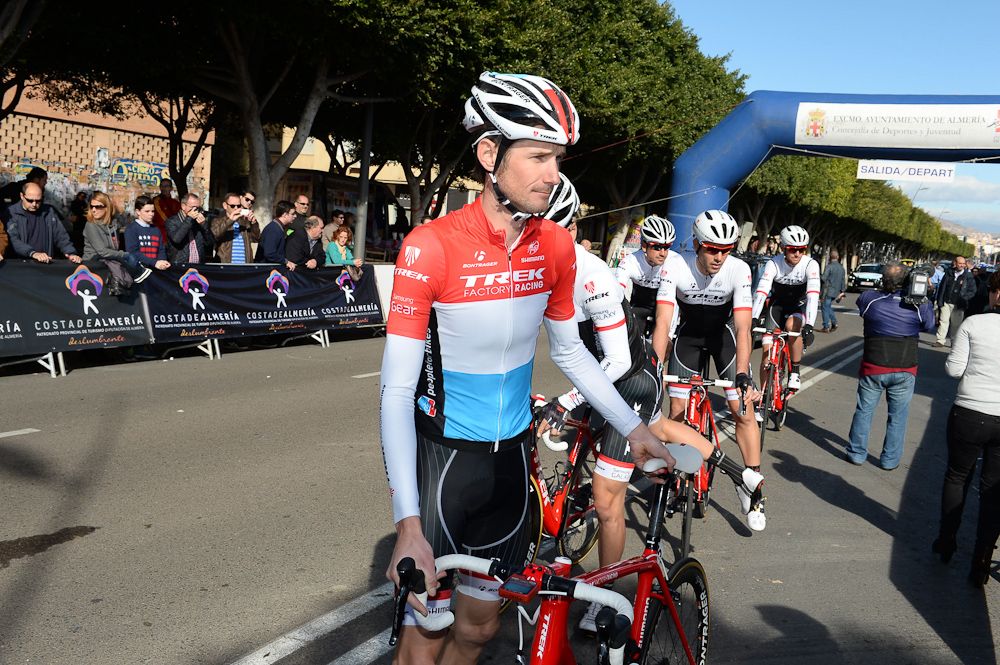 Frank Schleck lines up at the start with Trek Factory Racing.