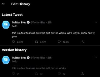 The edit history of a tweet