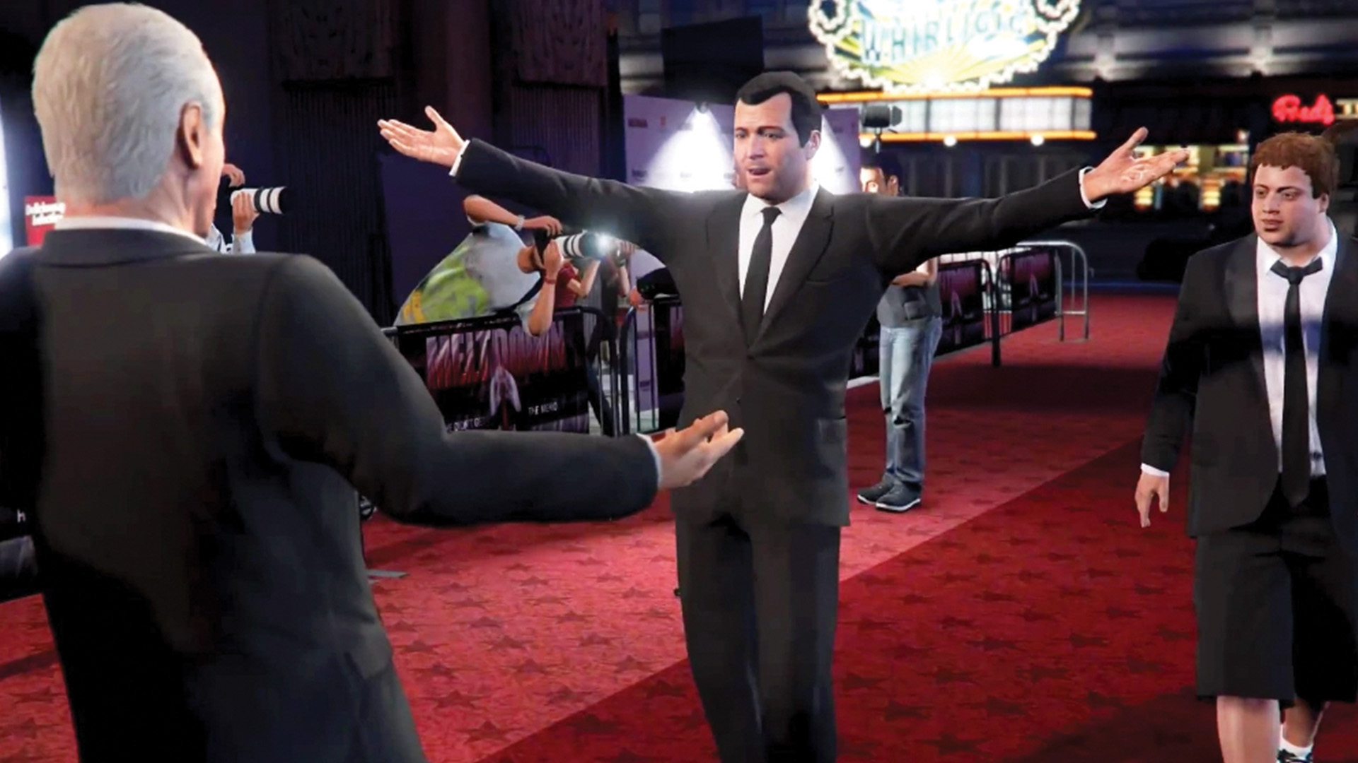 Michael at his film premiere in Grand Theft Auto 5