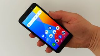 Alcatel 1 (2021) phone in hand