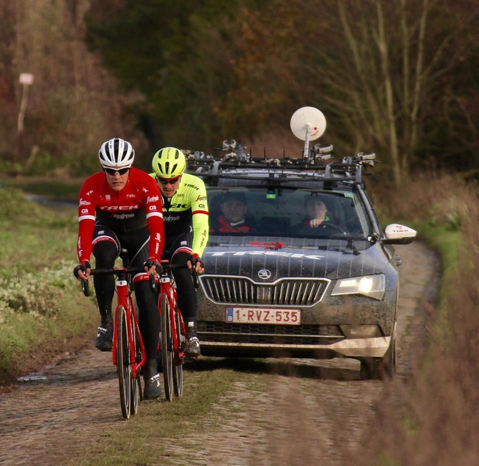 The riders try to stick to the crown of the road