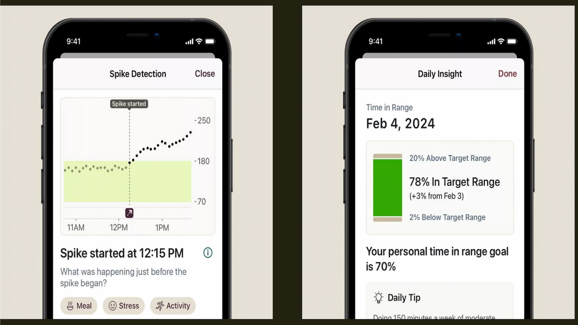 screenshots of stelo app recordings of glucose readings