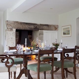 dining room with fireplace