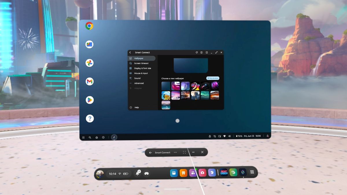 Desktop mode wallpapers via Smart Connect on the Quest 3