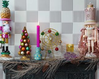 A glitter-coated Ferris wheel shaped Christmas tree topper