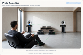AudioBro software analysing speaker placement in a room.