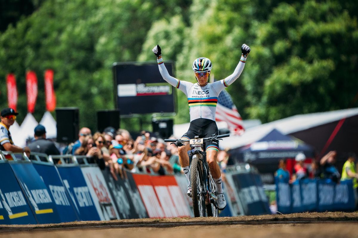Pauline Ferrand-Prévot Dominates UCI MTB World Cup Val di Sole, Secures World Champion Title with Solo Victory