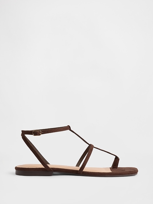 Vegan Suede T-Strap Sandals