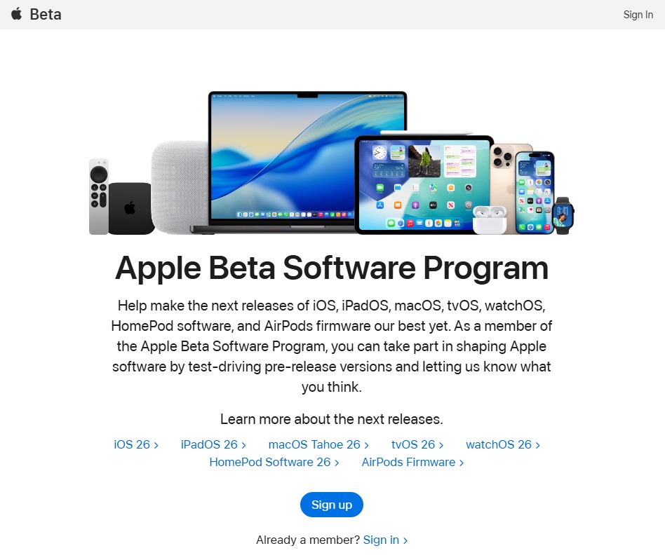 Screenshot of Apple beat program 