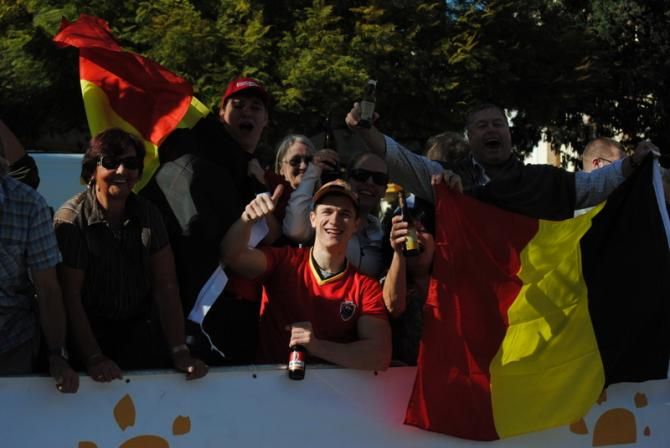 Belgian fans in the finish line