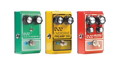 DOD ENVELOPE FILTER 440, OVERDRIVE PREAMP 250 and MEATBOX SUBSYNTH guitar effects pedals