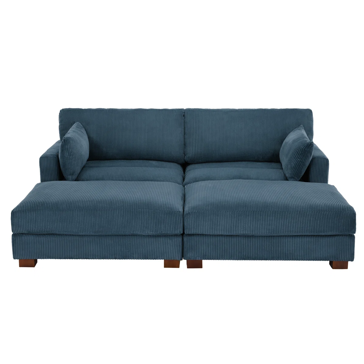 Blue corduroy sleeper sofa
