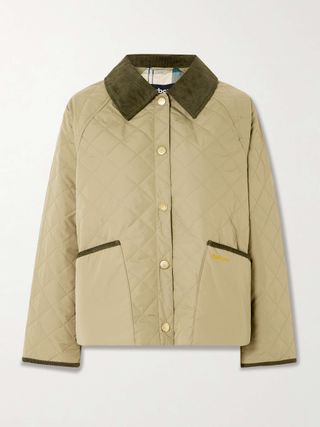 Anise Corduroy-Trimmed Cropped Quilted Shell Jacket