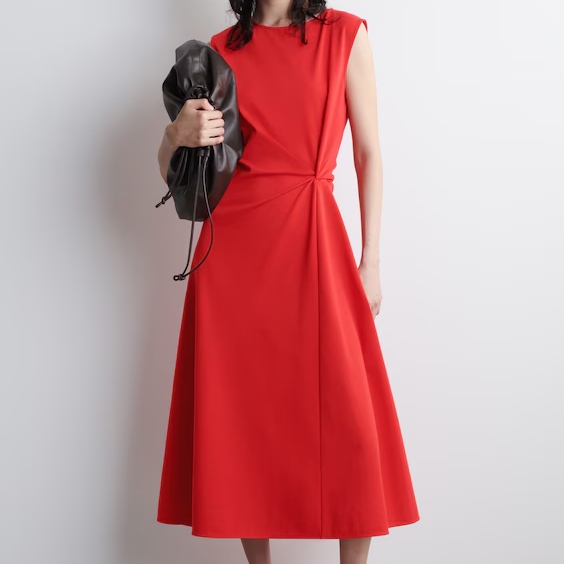 Cos Twist Detail Red Midi Dress