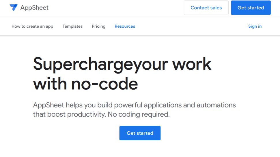 AppSheet website screenshot (June 2025).