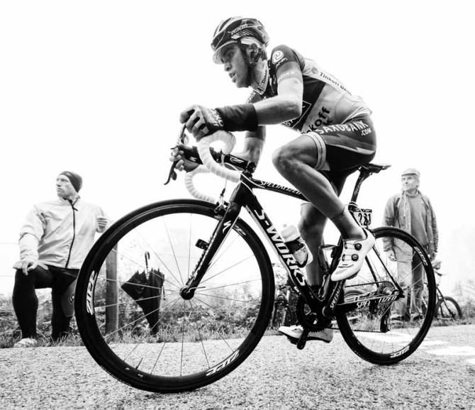 Alberto Contador in control on the ferocious climb of the Muro di Sormano at Il Lombardia.