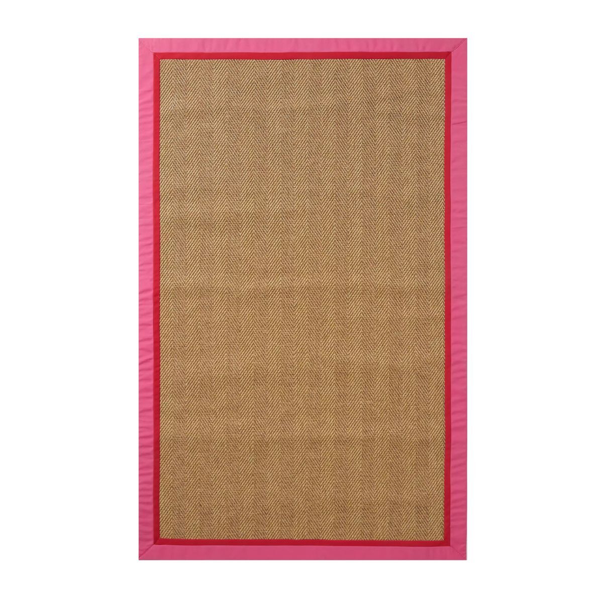 Jute rug with pink border