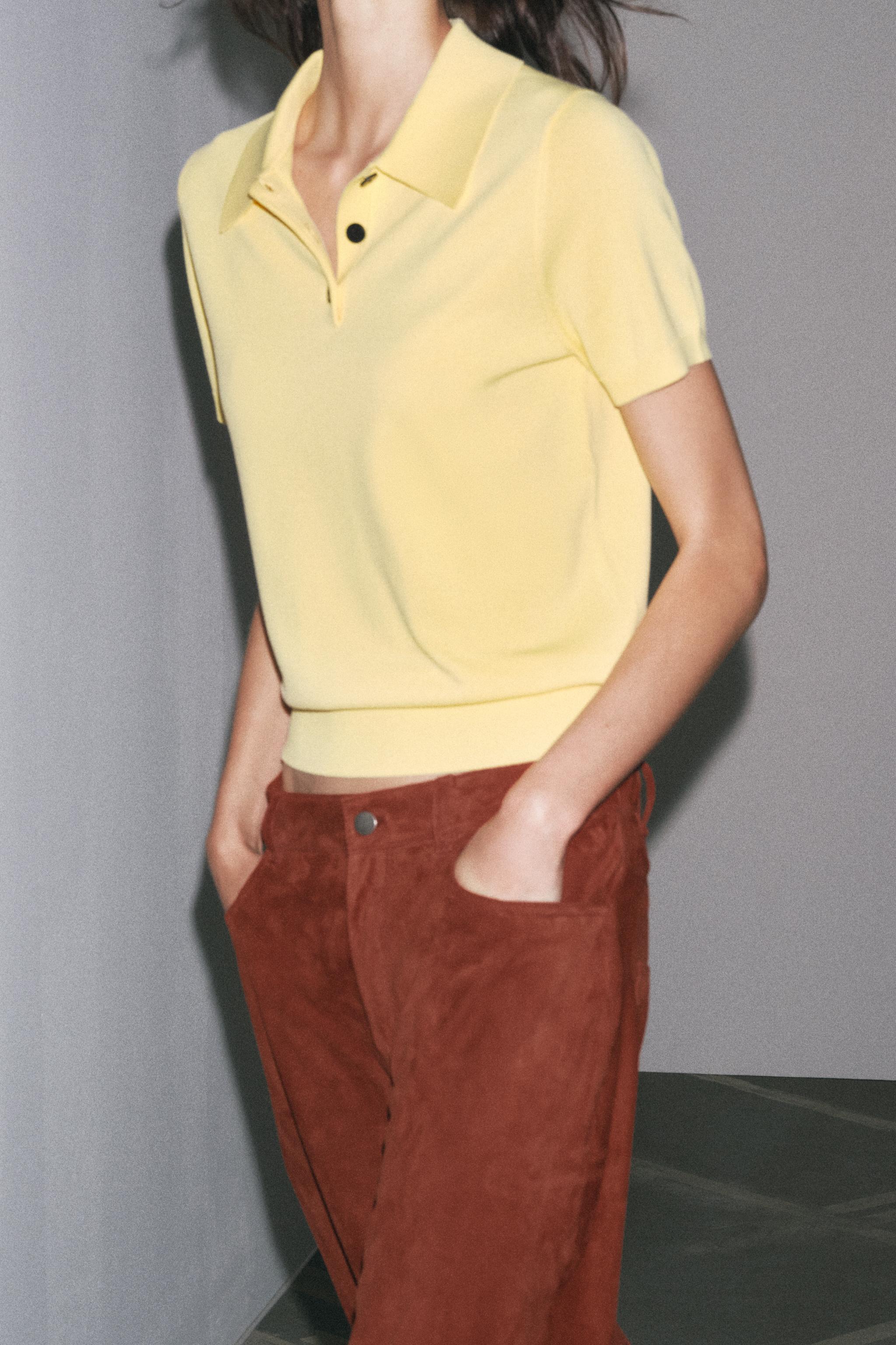 Short Sleeve Knit Polo Top