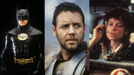 Michael Keaton in Batman, Russell Crowe in Gladiator, and Sigourney Weaver in Alien