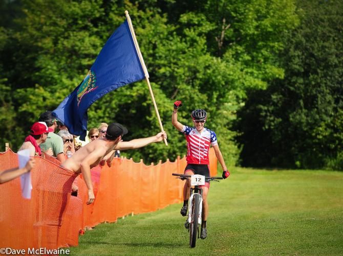 Maghalie Rochette (Luna Pro Team) riding uphill on lap two
