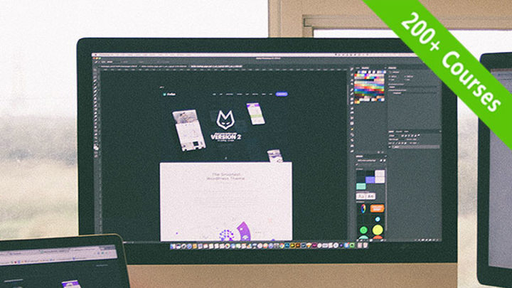 Desktop screen displaying a work in progress Photoshop file